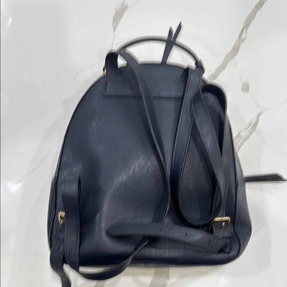 Coach Navy Leather Backpack with Gold Accents - Picture 3 of 4